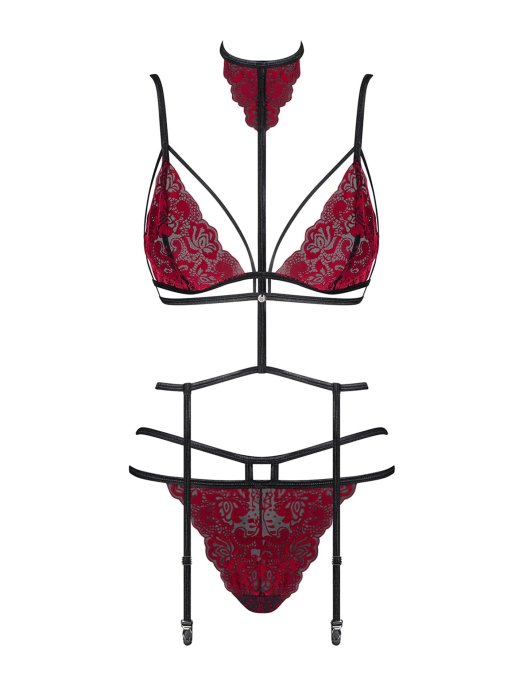 Set Lenjerie Intima Sugestina Obsessive - Rosu