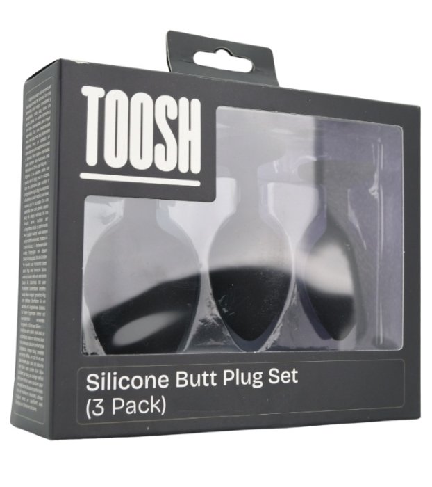 Set 3 bucati dopuri anale, Toosh, mic, medium, mare, silicon negru - vedere 11