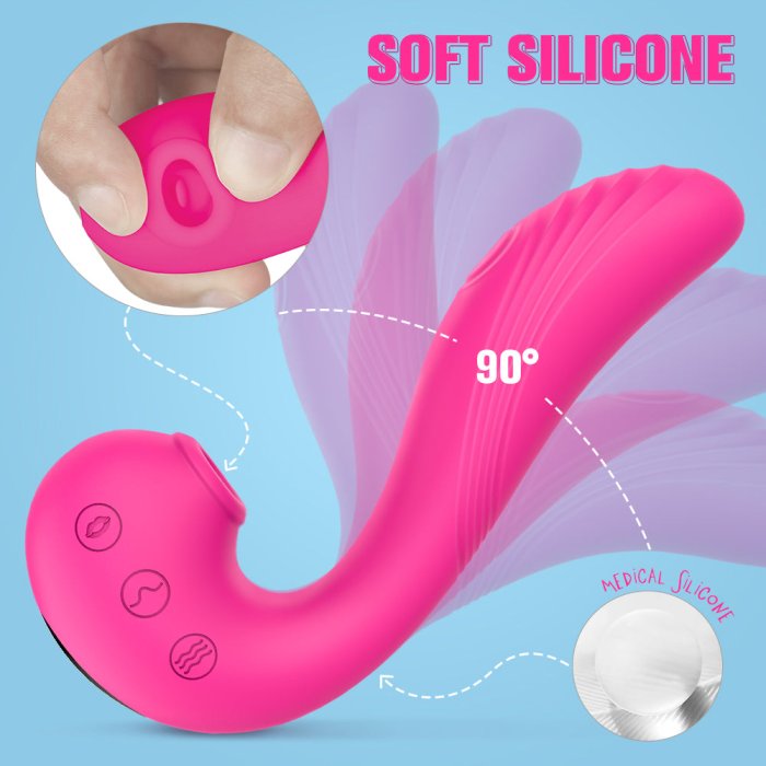 Vibrator cu suctiune Elys Madness, Toyz4Lovers - Roz