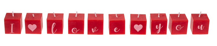Set 10 lumanari romantice cu mesaj I Love You