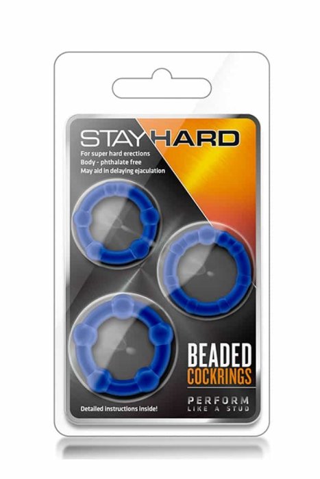 Set Inele Penis Stay Hard beaded cockrings blue