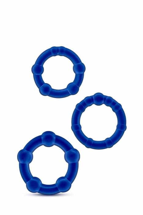 Set Inele Penis Stay Hard beaded cockrings blue