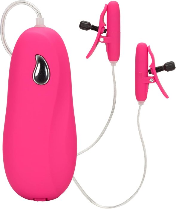 Vibratoare Incalzite Cleme Sfarcuri CalExotics Novelties Nipple Play Vibrating Heated Nipple Teasers - Roz