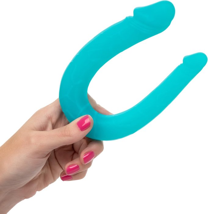 Dildo Dublu Double Dong AC/DC Dong Aqua, Silicon - Turcoaz, 31 cm
