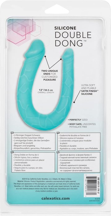 Dildo Dublu Double Dong AC/DC Dong Aqua, Silicon - Turcoaz, 31 cm