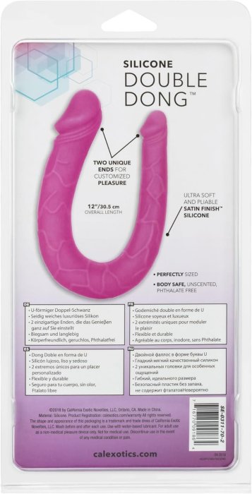 Dildo Dublu Double Dong AC/DC Dong, Silicon - Roz satinat, 31 cm