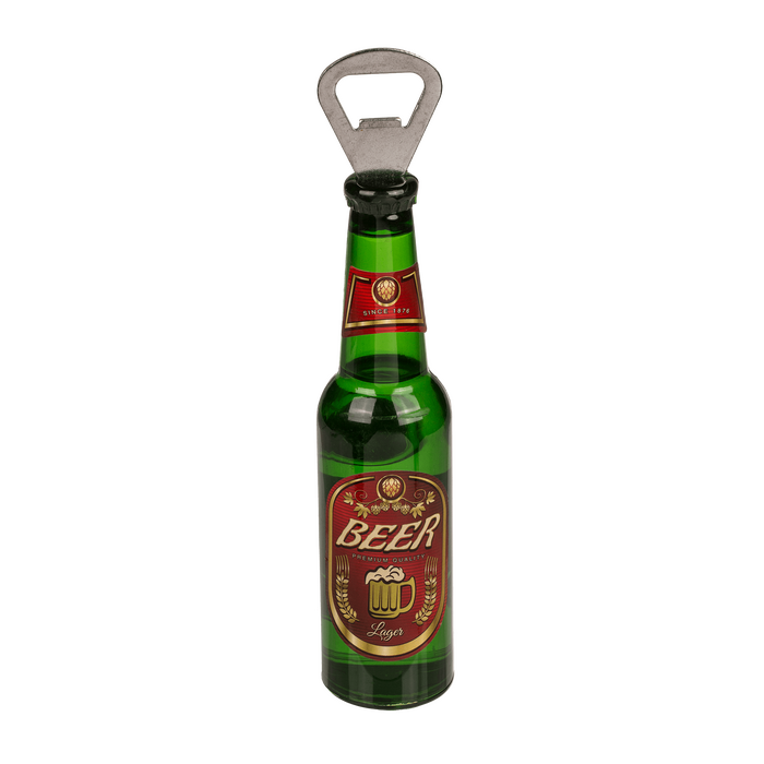 Deschizător de sticle metalic cu magnet, Sticlă de bere