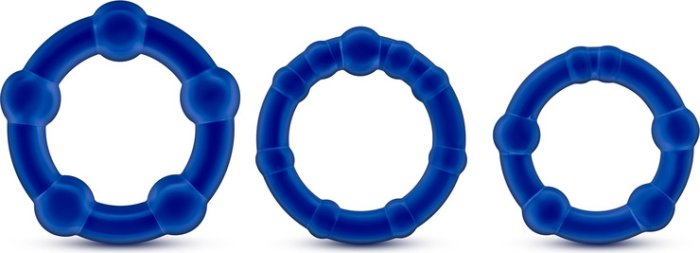 Set Inele Penis Stay Hard beaded cockrings blue