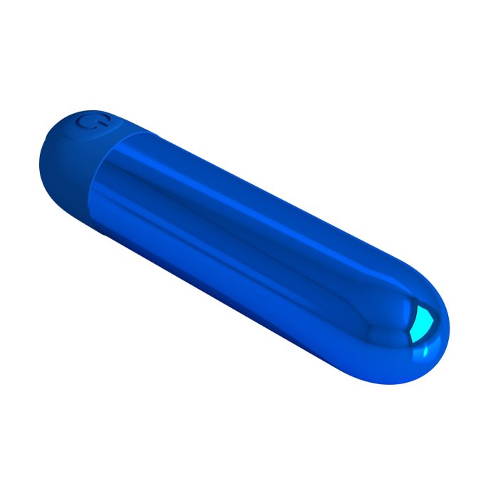 Mini vibrator bullet Kiwi Pretty Love Albastru Metalizat - design metalizat tovaras calatorie