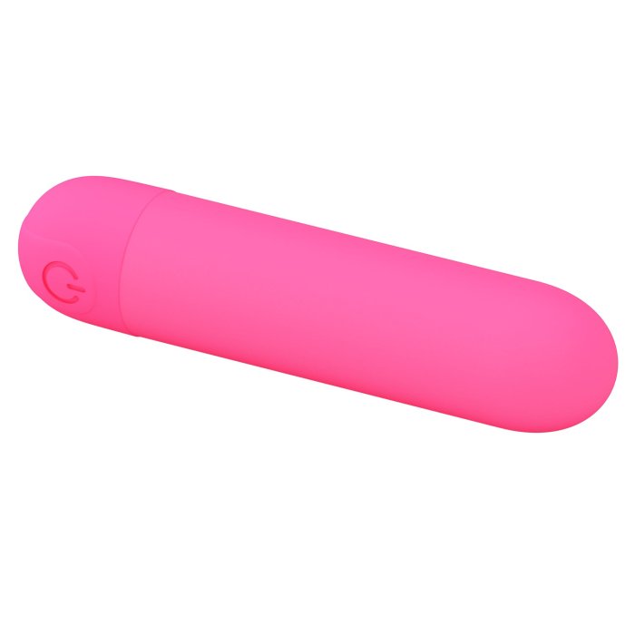 Mini vibrator bullet Stefan Pretty Love Roz Fucsia - vedere laterala dimensiuni compacte