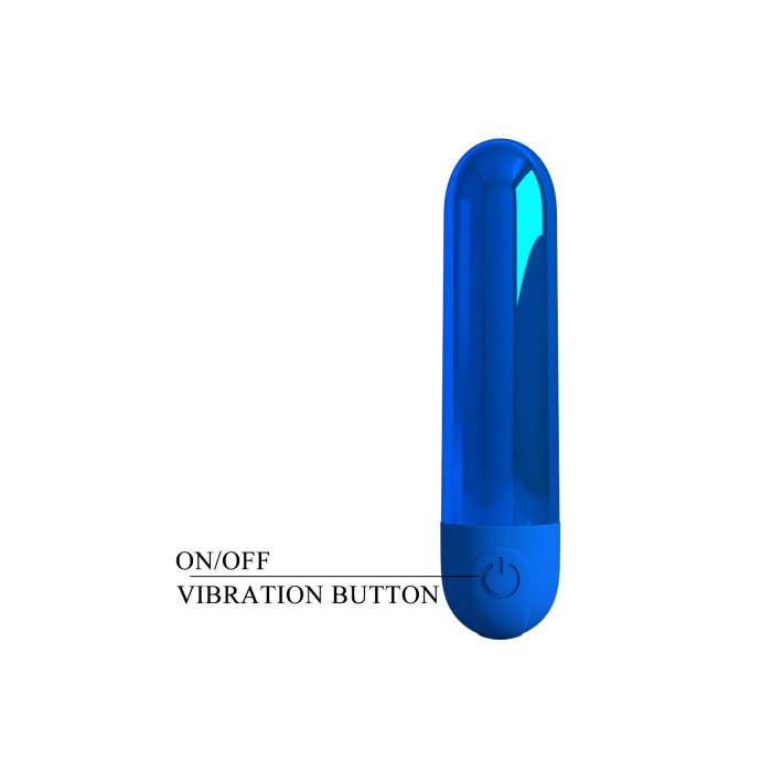 Mini vibrator bullet Kiwi Pretty Love Albastru Metalizat - 10 moduri vibratie reincarcare USB rezistent la apa