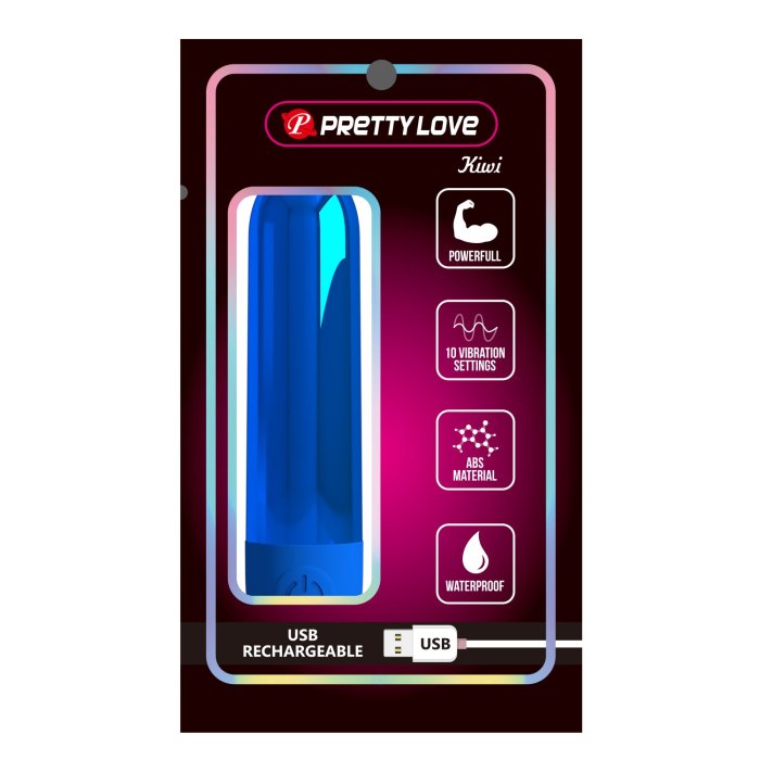 Mini vibrator bullet Kiwi Pretty Love Albastru Metalizat - detaliu culoare albastru metalizat