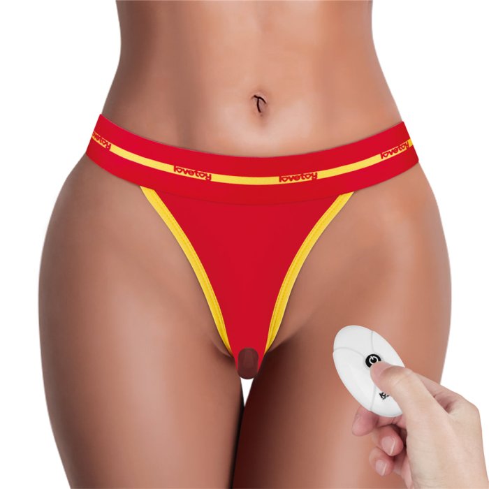 Chiloti cu Vibratii, Lovetoy, model Let's Vibe and Fuck Hard - Rosii - detaliu design