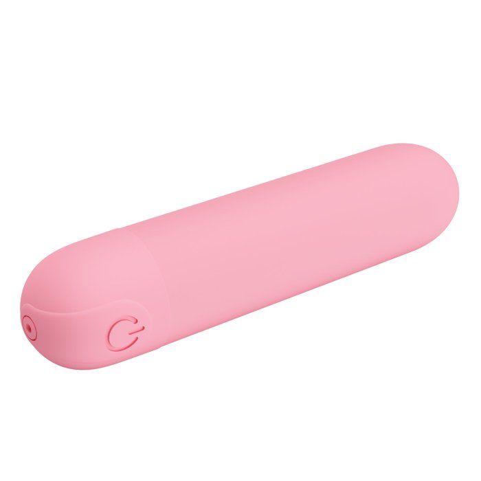 Mini vibrator bullet Stefan Pretty Love Corai - detaliu cap rotunjit ABS
