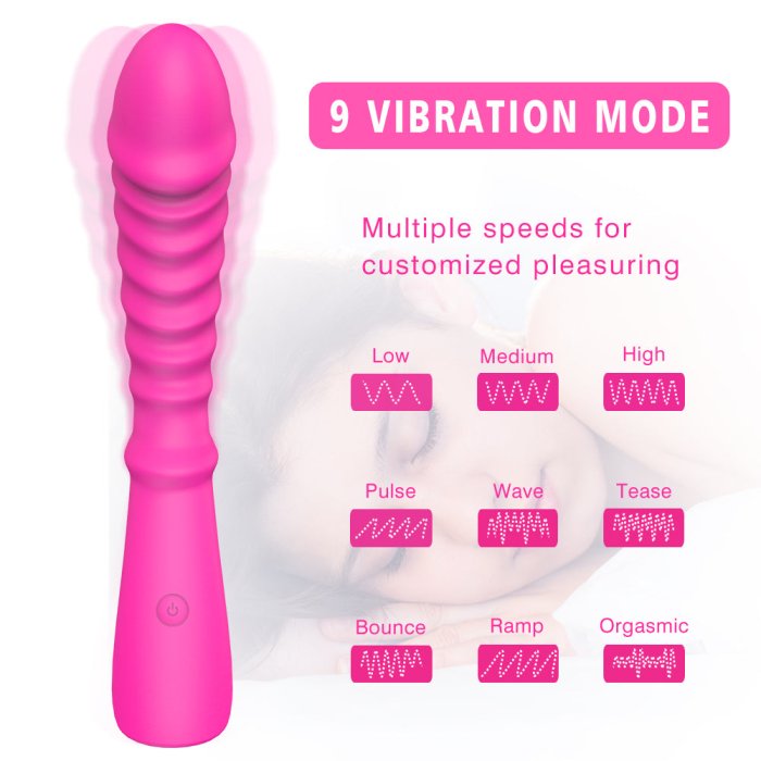 Bagheta Vibrator Elys ​Real Wave, Toyz4Lovers, 9 Vibratii, 20 cm - Roz