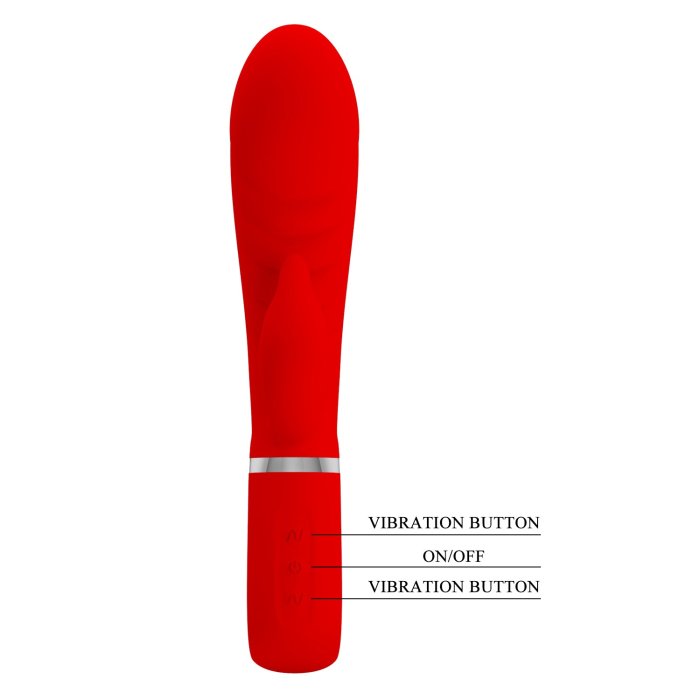 Vibrator Rabbit Prescot, Pretty Love, Super Soft, 7 moduri Vibratii - Rosu
