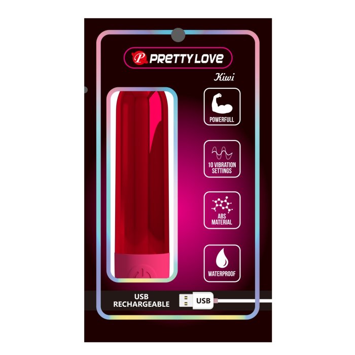 Mini vibrator bullet Kiwi Pretty Love Rosu Metalizat - design metalizat tovaras calatorie