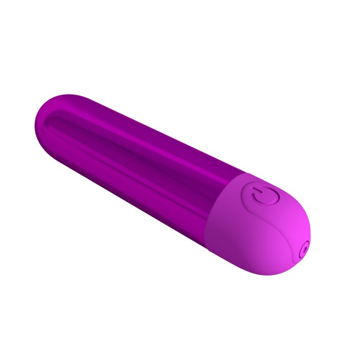 Mini vibrator bullet Kiwi Pretty Love Violet Metalizat - detaliu cap rotunjit finisaj lucios