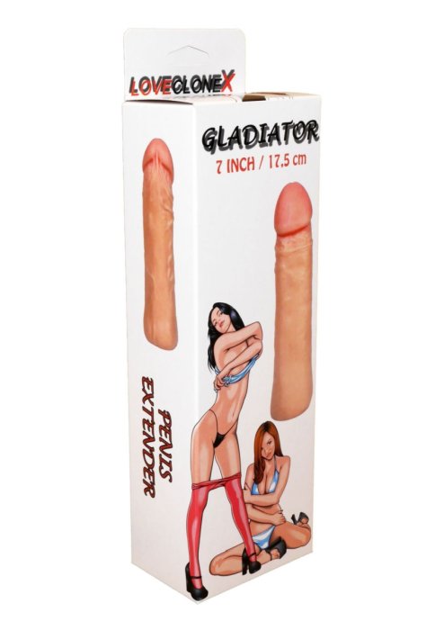 Extensie Prelungitor Penis Gladiator, Cyberskin, Realist Natur - 17,5cm - vedere spate
