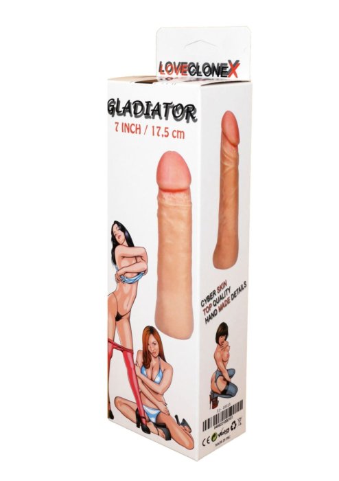 Extensie Prelungitor Penis Gladiator, Cyberskin, Realist Natur - 17,5cm - detaliu finisaj