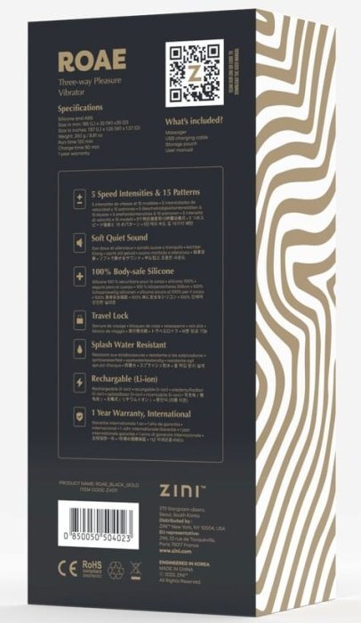 Vibrator Black Gold, Zini Roae SE Three-way Pleasure, Negru, 15 modele Vibratii