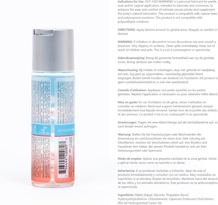 Lubrifiant intim JO H2O pe baza de apă, 60 ml - cu incalzire
