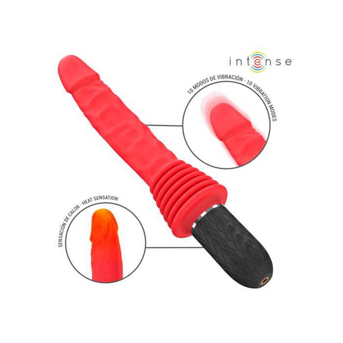 Vibrator Thrust cu Telecomanda si Funcție de incalzire - Intense Cynthia - Rosu