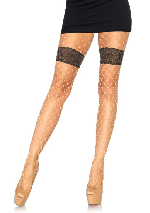 Diamond Net Pantyhose With Floral Nude - vedere frontala
