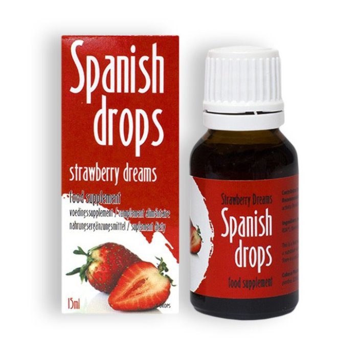Picaturi Afrodisiace Cobeco Spanish Drops Strawberry 15ml - vedere frontala