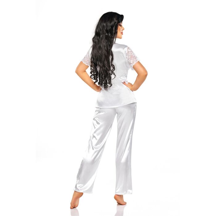 Set Pijama Beauty Night Fashion Missy - satin alb