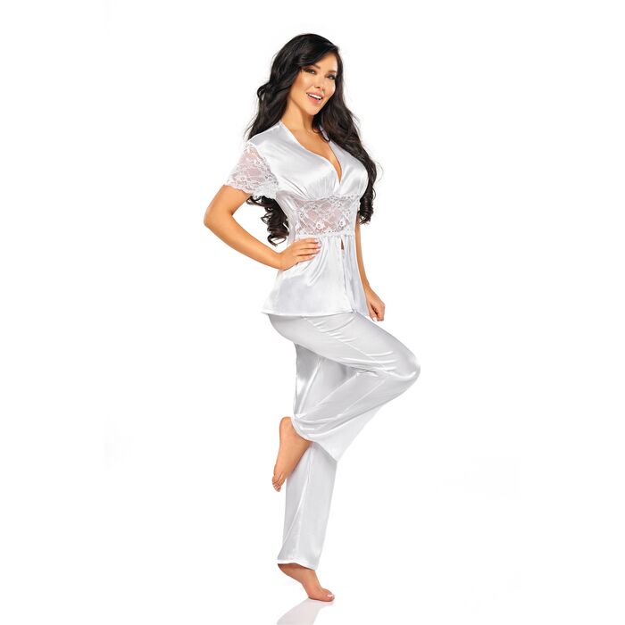 Set Pijama Beauty Night Fashion Missy - satin alb