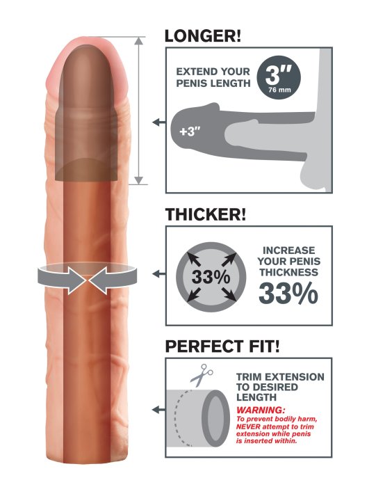 +33% Fetish Fantasy X-Tensions Perfect 3" Extension Prelungitor Penis - detaliu design