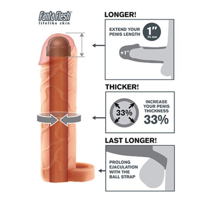 Prelungitor Penis cu Inel Pipedream »Fantasy X-Tensions 1« 17,7 cm - culoare si material