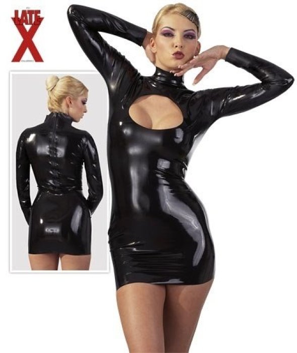 Rochie Minidress Latex -Negru - culoare si material