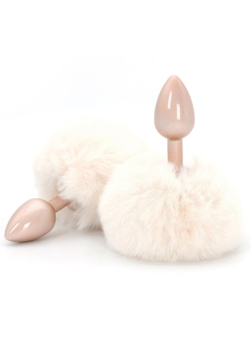 Enchanting Bunnytail Buttplug White - vedere frontala