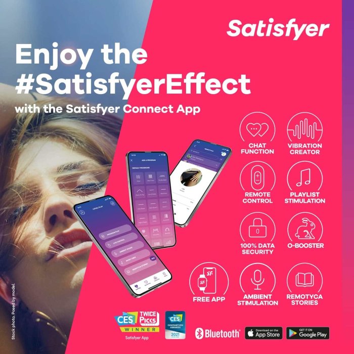 Vibrator Satisfyer Ribbed Petal Rose Connect App