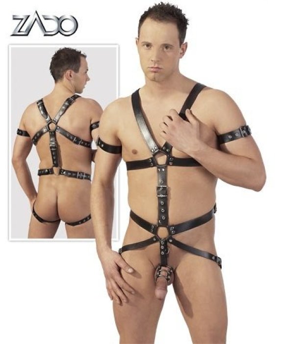 Body Piele Barbati ZADO Harness Bondage S-M - vedere frontala