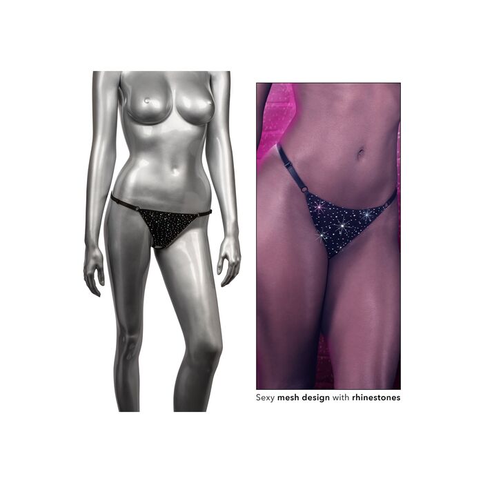 Chilot Crotchless CalExotics Crotchless Thong Negru - unghi lateral
