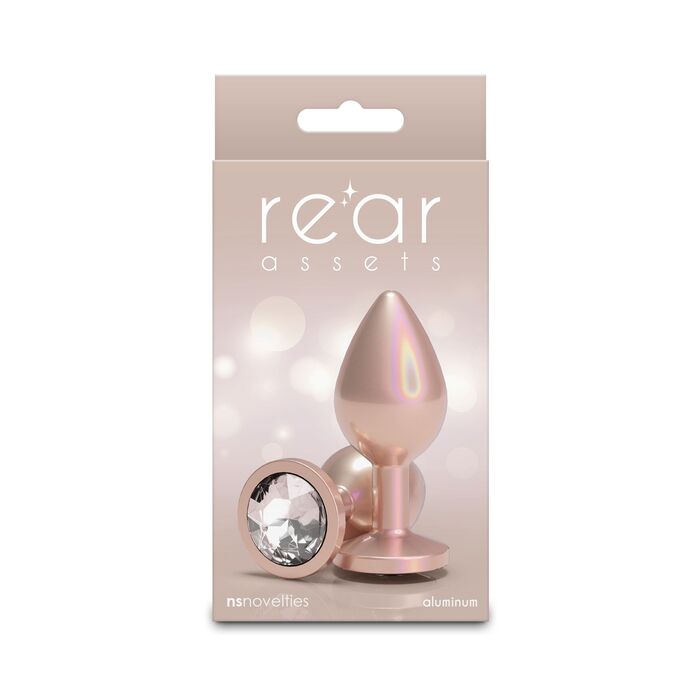 Plug Anal NS Novelties Iridescent Plug Medium Roz Auriu - unghi lateral