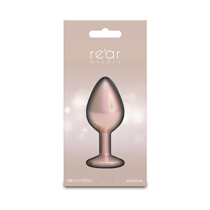 Plug Anal NS Novelties Iridescent Plug Medium Roz Auriu - ambalaj original