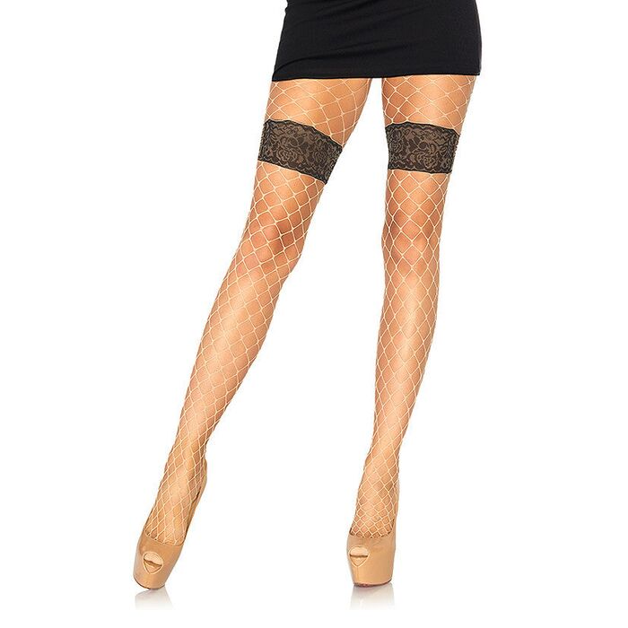 Dresuri Leg Avenue Diamond Net Pantyhose Floral Natural - detalii produs