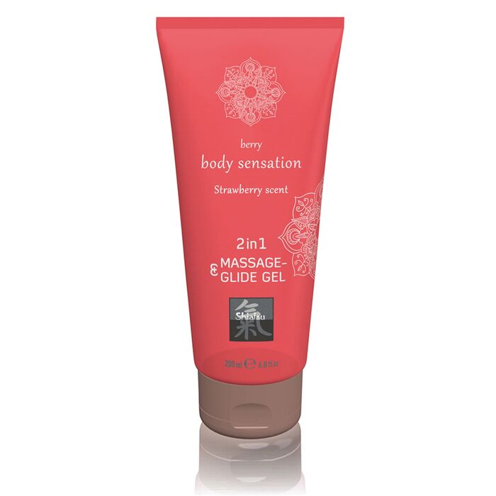 Gel Masaj si Lubrifiant HOT Shiatsu 2in1 Capsuni 200 ml - unghi lateral