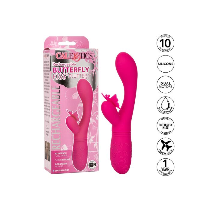 Vibrator Clitoral CalExotics Butterfly Kiss Flutter Roz - dimensiuni si specificatii