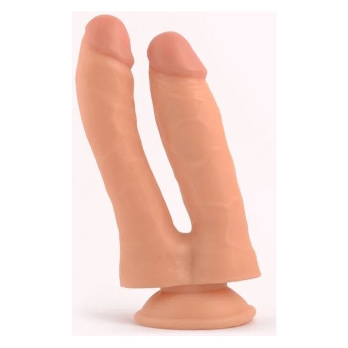 Dildo dubla penetrare VSCNOVELTY, bej, 18.5cm