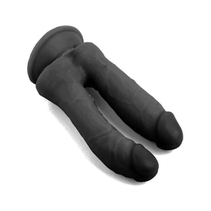 Dildo dubla penetrare VSCNOVELTY, negru, 18.5cm - diametru 4 cm