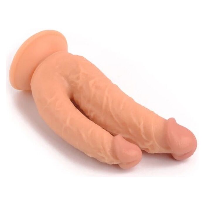 Dildo dubla penetrare VSCNOVELTY, bej, 21cm