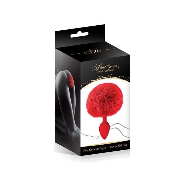 Butt Plug Anal Sweet Caress "Bunny Tail" 12 cm -  Rosu