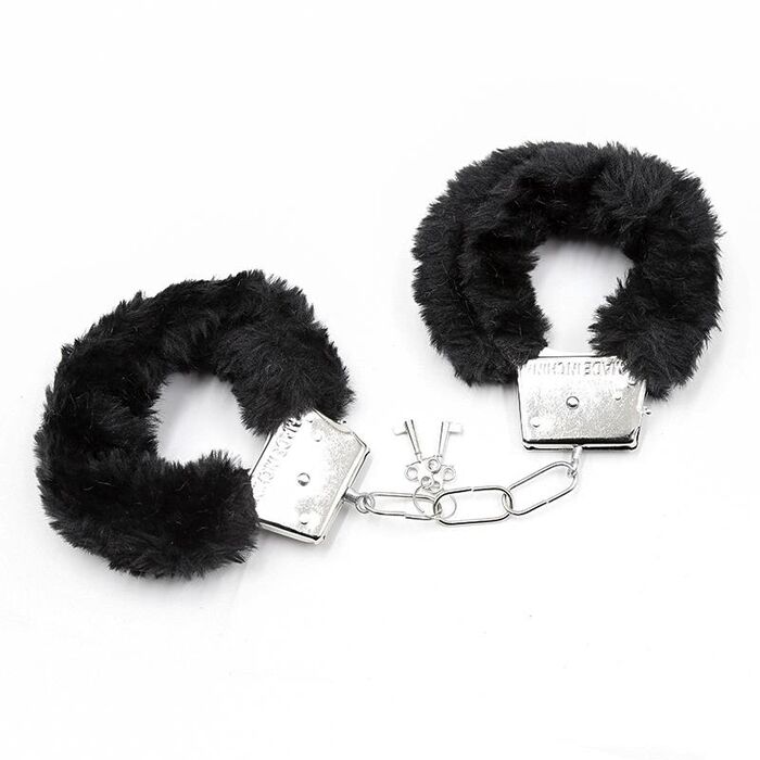 Catuse maini Furry Metal Hand Cuffs Negre, Intoyou