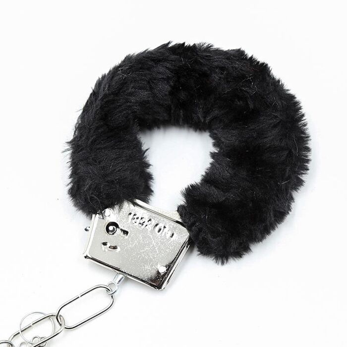 Catuse maini Furry Metal Hand Cuffs Negre, Intoyou
