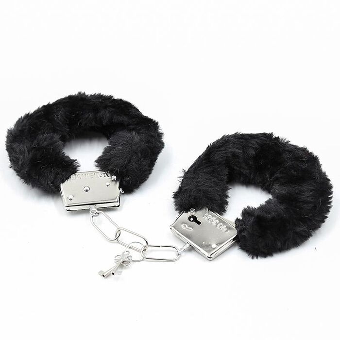 Catuse maini Furry Metal Hand Cuffs Negre, Intoyou